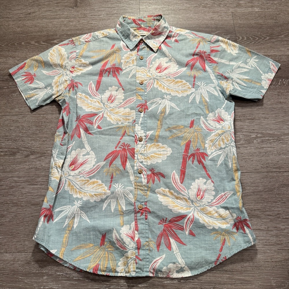 Campia‎ Moda Shirt Mens Medium Floral Hawaiian Tropical Button Up Short Sleeve